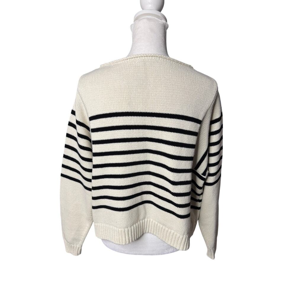 Madewell Cream and Black Striped Crewneck Sweater - Picture 4 of 12
